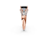 Rose gold Three-Stone Fancy Black Emerald Cut Diamond Engagement Ring with Pave Band and Prong Setting_14