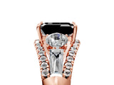 Rose gold Three-Stone Fancy Black Emerald Cut Diamond Engagement Ring with Pave Band and Prong Setting_17