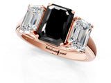 Rose gold Three-Stone Fancy Black Emerald Cut Diamond Engagement Ring with Prong Setting_4