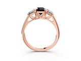 Rose gold Three-Stone Fancy Black Emerald Cut Diamond Engagement Ring with Prong Setting_6