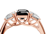 Rose gold Three-Stone Fancy Black Emerald Cut Diamond Engagement Ring with Prong Setting_7
