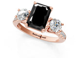 Rose gold Three-Stone Fancy Black Emerald Cut Diamond Pavé Band with Four-Prong Setting_1