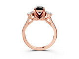 Rose gold Three-Stone Fancy Black Emerald Cut Diamond Pavé Band with Four-Prong Setting_3