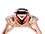 Rose gold Three-Stone Fancy Black Emerald Cut Diamond Pavé Band with Four-Prong Setting_4