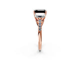 Rose gold Three-Stone Fancy Black Emerald Cut Diamond Ring with Pavé Band and Prong Setting_26