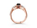 Rose gold Three-Stone Fancy Black Emerald Cut Diamond Ring with Pear Side Stones and Four-Prong Setting_3