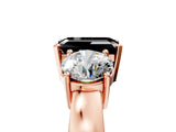 Rose gold Three-Stone Fancy Black Emerald Cut Diamond Ring with Round Side Stones, Classic Band, and Four-Prong Setting_5