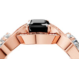 Rose gold Three-Stone Fancy Black Emerald Cut Diamond Wave Pave Band with Prong Setting_4