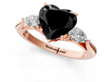 Rose gold Three-Stone Fancy Black Heart Cut Brilliant Diamond Solitaire Ring with Tapered Band and Four-Prong Setting_4