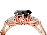 Rose gold Three-Stone Fancy Black Heart Cut Brilliant Diamond Solitaire Ring with Tapered Band and Four-Prong Setting_7