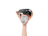 Rose gold Three-Stone Fancy Black Heart Cut Brilliant Diamond Solitaire Ring with Tapered Band and Four-Prong Setting_8
