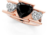 Rose gold Three Stone Fancy Black Heart Cut Cut Channel Set Diamond Ring_1