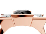Rose gold Three Stone Fancy Black Heart Cut Cut Channel Set Diamond Ring_4