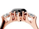 Rose gold Three-Stone Fancy Black Heart Cut Cut Classic Band Prong Setting Ring_4