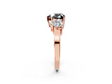 Rose gold Three-Stone Fancy Black Heart Cut Cut Diamond Engagement Ring with Flat Band and Four-Prong Setting_14