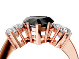 Rose gold Three-Stone Fancy Black Heart Cut Cut Diamond Engagement Ring with Flat Band and Four-Prong Setting_16