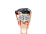 Rose gold Three-Stone Fancy Black Heart Cut Cut Diamond Engagement Ring with Flat Band and Four-Prong Setting_17