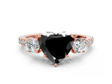 Rose gold Three-Stone Fancy Black Heart Cut Cut Diamond Pavé Band with Prong Setting_18