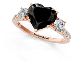 Rose gold Three-Stone Fancy Black Heart Cut Cut Diamond Pavé Band with Prong Setting_19