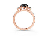 Rose gold Three-Stone Fancy Black Heart Cut Cut Diamond Pavé Band with Prong Setting_21