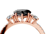 Rose gold Three-Stone Fancy Black Heart Cut Cut Diamond Pavé Band with Prong Setting_22