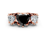 Rose gold Three-Stone Fancy Black Heart Cut Cut Diamond Ring with Channel-Set Band and Four-Prong Setting_12