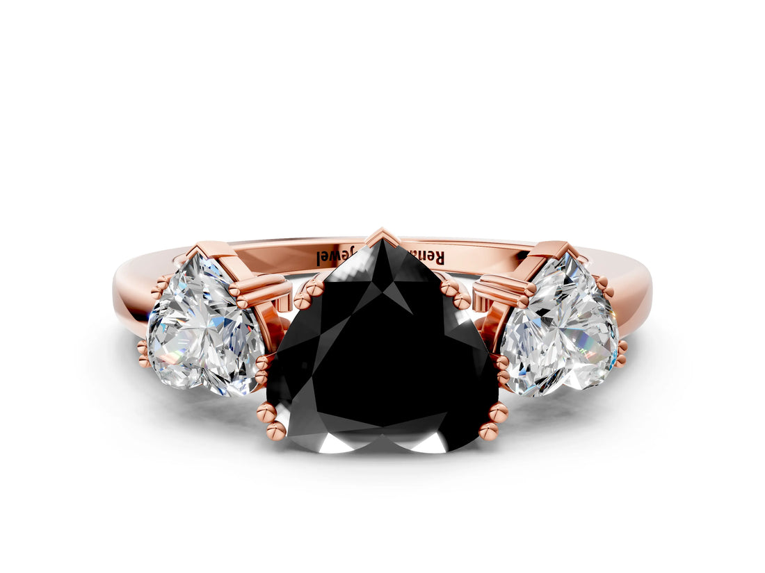 Rose gold Three-Stone Fancy Black Heart Cut Cut Diamond Ring with Channel Set Band and Four-Prong Setting_24