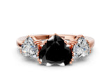 Rose gold Three-Stone Fancy Black Heart Cut Cut Diamond Ring with Channel Set Band and Four-Prong Setting_24