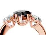 Rose gold Three-Stone Fancy Black Heart Cut Cut Diamond Ring with Channel Set Band and Four-Prong Setting_4