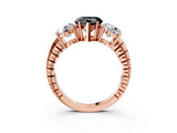 Rose gold Three-Stone Fancy Black Heart Cut Cut Diamond Ring with Channel-Set Band and Prong Setting_3
