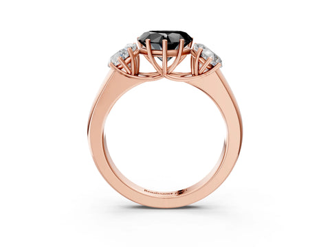 Rose gold Three-Stone Fancy Black Heart Cut Cut Diamond Ring with Prong Setting and Classic Band_3