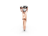 Rose gold Three-Stone Fancy Black Heart Cut Cut Diamond Ring with Trillion Side Stones on a Split Shank Band_2