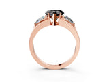 Rose gold Three-Stone Fancy Black Heart Cut Cut Diamond Ring with Trillion Side Stones on a Split Shank Band_3