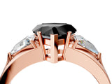 Rose gold Three-Stone Fancy Black Heart Cut Cut Diamond Ring with Trillion Side Stones on a Split Shank Band_4
