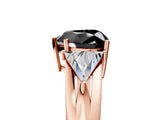 Rose gold Three-Stone Fancy Black Heart Cut Cut Diamond Ring with Trillion Side Stones on a Split Shank Band_5