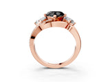 Rose gold Three-Stone Fancy Black Heart Cut Cut Diamond Split Shank Prong Set Ring_3