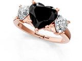 Rose gold Three-Stone Fancy Black Heart Cut Cut Solitaire Ring with Classic Prong Setting_1