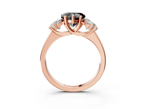 Rose gold Three-Stone Fancy Black Heart Cut Cut Solitaire Ring with Classic Prong Setting_3