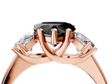 Rose gold Three-Stone Fancy Black Heart Cut Cut Solitaire Ring with Classic Prong Setting_4