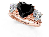 Rose gold Three-Stone Fancy Black Heart Cut Diamond Braided Band Ring with Four-Prong Setting_13