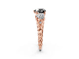Rose gold Three-Stone Fancy Black Heart Cut Diamond Braided Band Ring with Four-Prong Setting_14