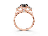 Rose gold Three-Stone Fancy Black Heart Cut Diamond Braided Band Ring with Four-Prong Setting_15