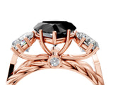 Rose gold Three-Stone Fancy Black Heart Cut Diamond Braided Band Ring with Four-Prong Setting_16