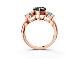 Rose gold Three-Stone Fancy Black Heart Cut Diamond Channel Set Engagement Ring with Prong Setting_15