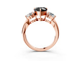 Rose gold Three-Stone Fancy Black Heart Cut Diamond Channel Set Engagement Ring with Prong Setting_15