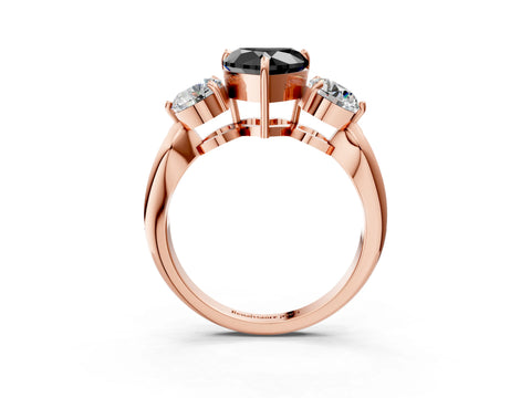 Rose gold Three-Stone Fancy Black Heart Cut Diamond Channel Set Engagement Ring with Prong Setting_15