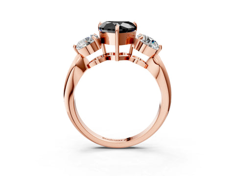 Rose gold Three-Stone Fancy Black Heart Cut Diamond Channel Set Engagement Ring with Prong Setting_15