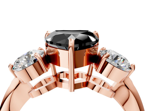 Rose gold Three-Stone Fancy Black Heart Cut Diamond Channel Set Engagement Ring with Prong Setting_16