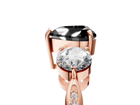 Rose gold Three-Stone Fancy Black Heart Cut Diamond Channel Set Engagement Ring with Prong Setting_17