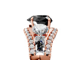 Rose gold Three-Stone Fancy Black Heart Cut Diamond Engagement Ring with Pave Band and Prong Setting_5